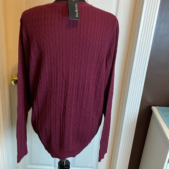 Kim Rogers Cable Knit Crewneck Sweater Berry Color Sz L NWT - Picture 5 of 6